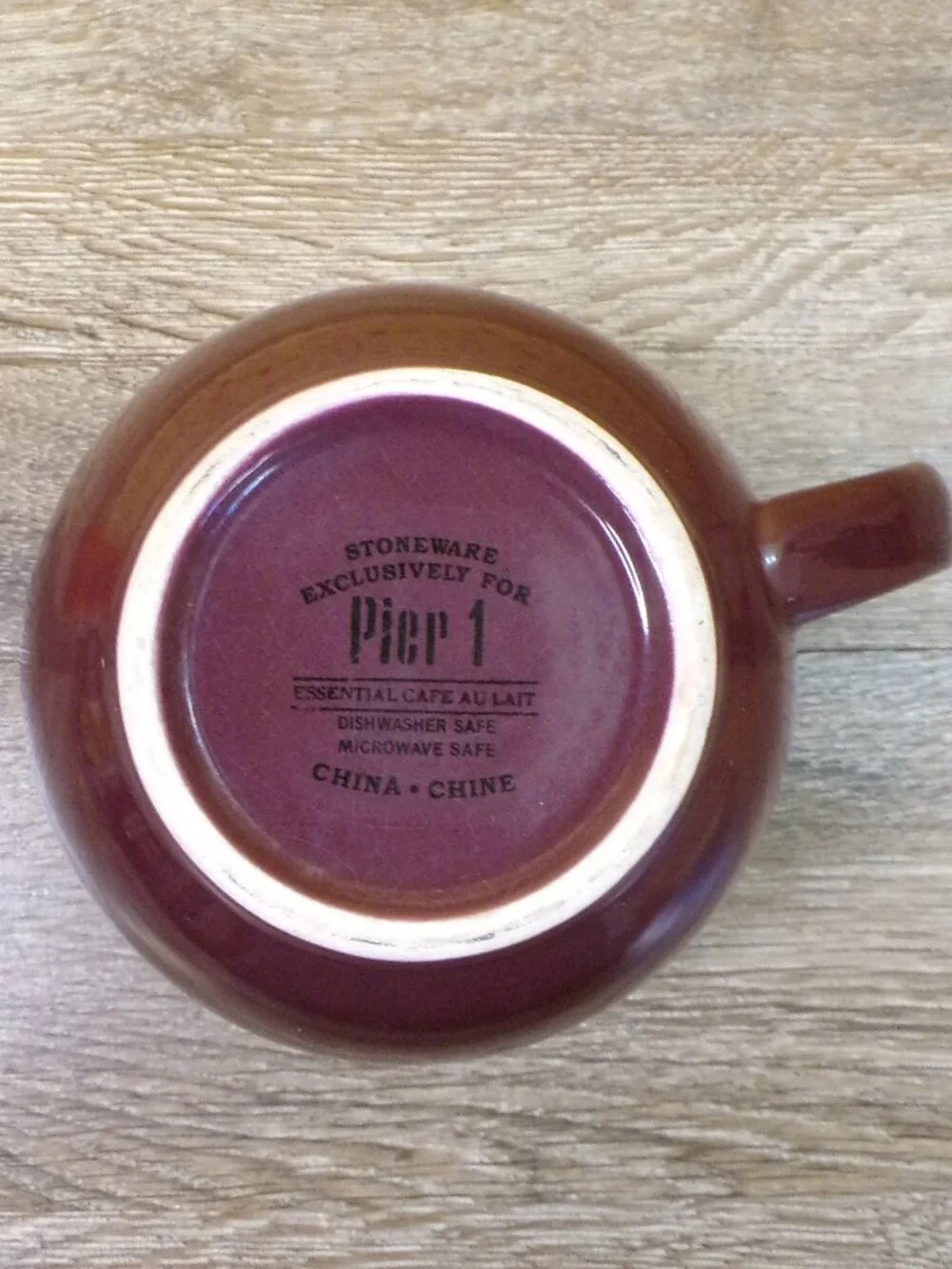PIER 1 Oversized 24 Oz Coffee Mug Soup Bowl Maroon Essential Cafe Au Lait